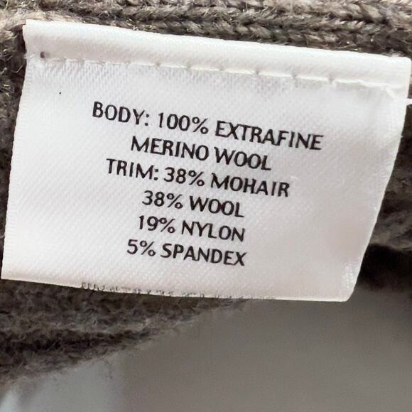 Eileen Fisher L Womens Brown Open Cardigan Sweater Wool Mohair Trim *flaw - Picture 7 of 10